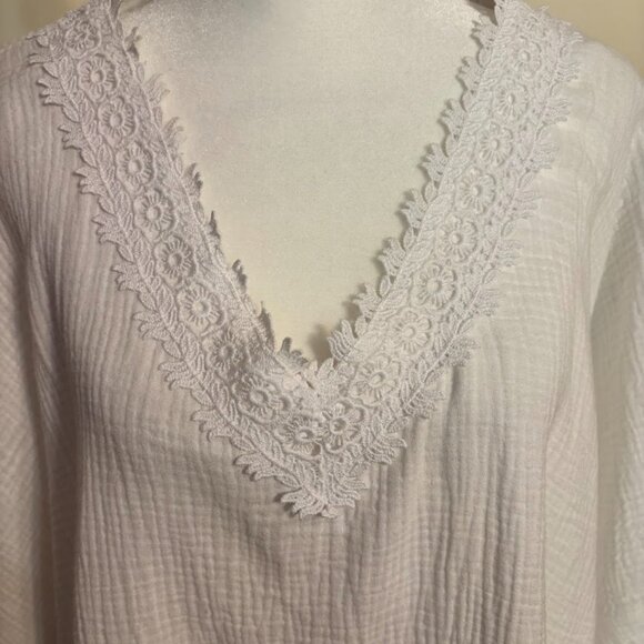 CYNTHIA ROWLEY WHITE 100% Cotton Top - 3X - Picture 3 of 12
